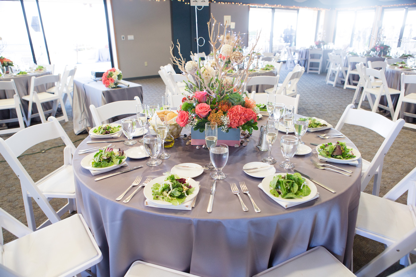 Wedding Reception Table Setting at Point Vicente Interpretive Center