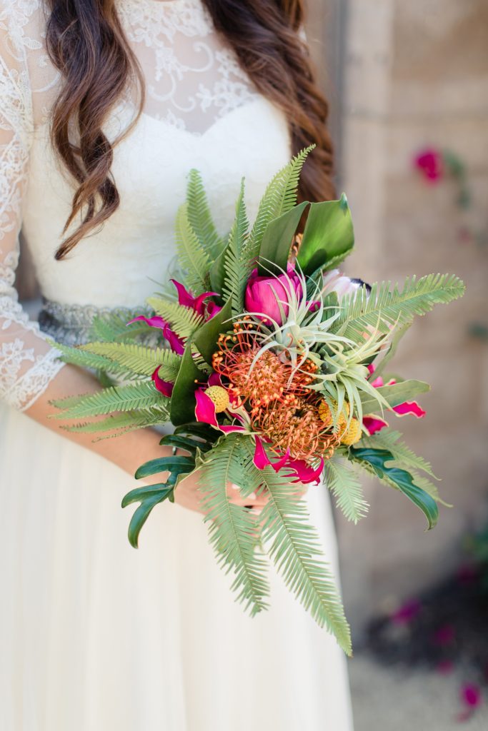 Bride with Bouquet at Catalina View Gardens | Catered by Made By Meg