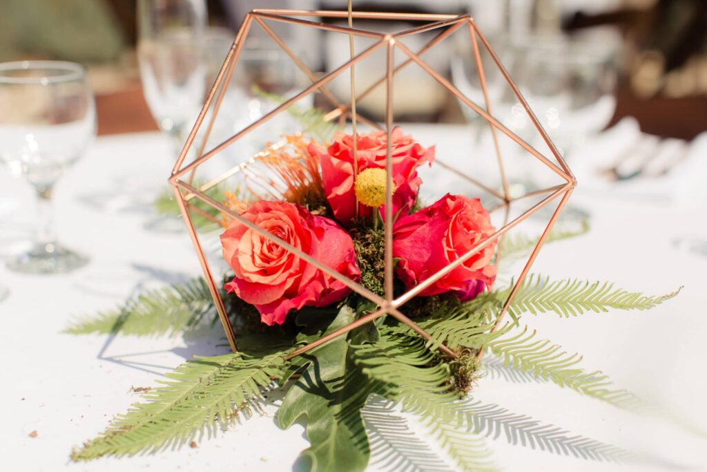 Catalina View Gardens Wedding Reception Centerpiece | Catered by Made By Meg