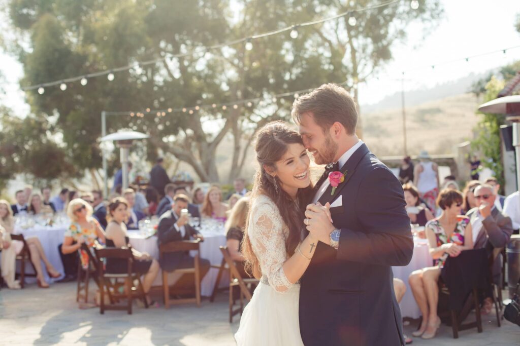 Bride and Groom's First Dance at Catalina View Gardens | Catered by Made By Meg