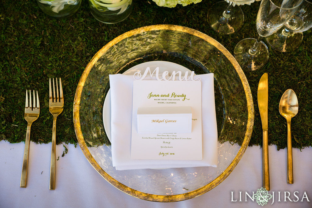 Table Setting at Malibu Rocky Oaks Wedding | Made By Meg Catering