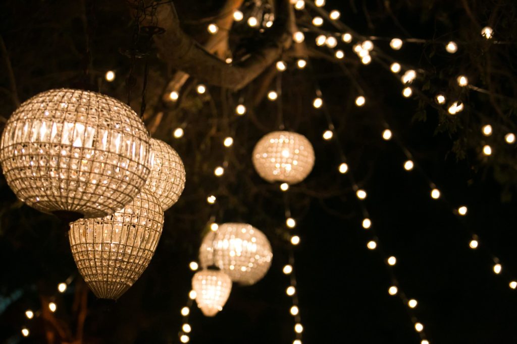 Outdoor Lights at Hummingbird Nest Ranch Wedding | Made By Meg Catering