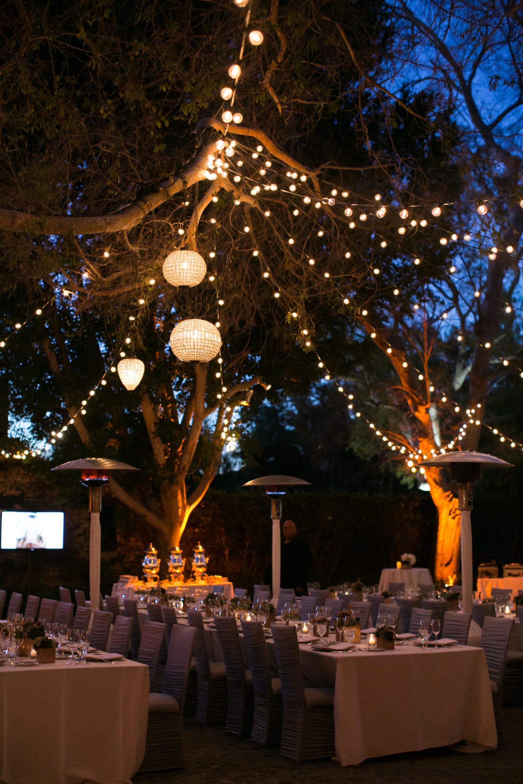 Outdoor Lights at Hummingbird Nest Ranch Wedding