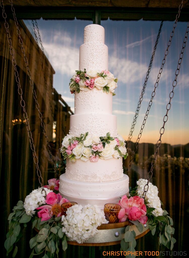 Wedding Cake at Malibu Rocky Oaks Wedding | Catered by Made By Meg