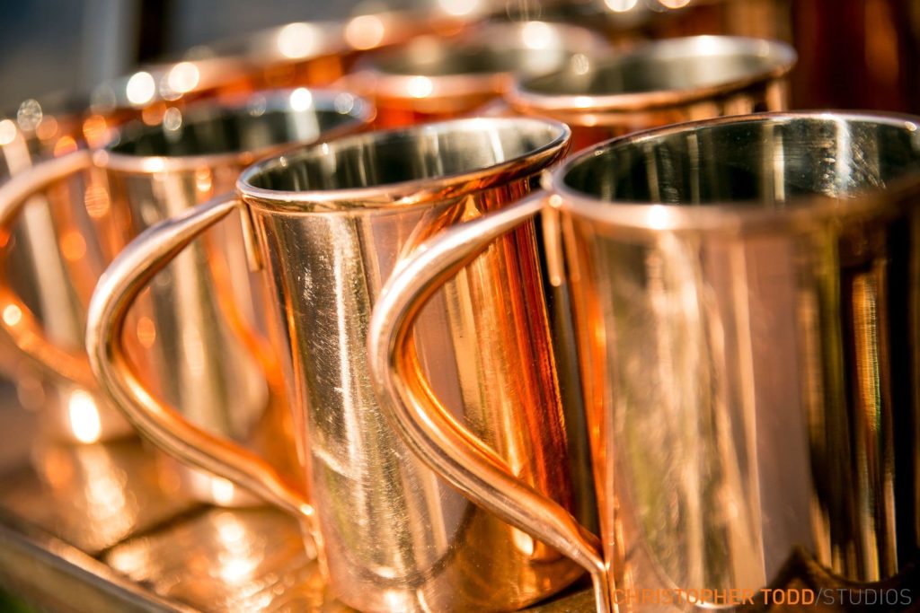 Copper Mugs at Malibu Rocky Oaks Wedding | Catered by Made By Meg