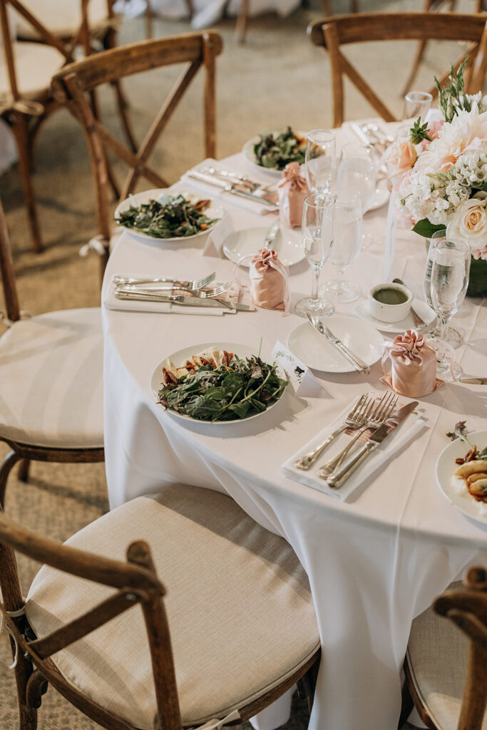 Tables Pre-Set with Starter Course and Big Sur Date Salad