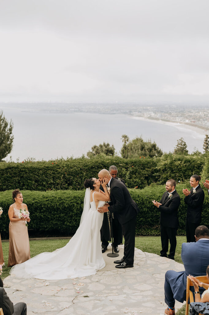 Kiss at the end of the La Venta Inn Wedding Ceremony for Sabrina and Ralph Hill