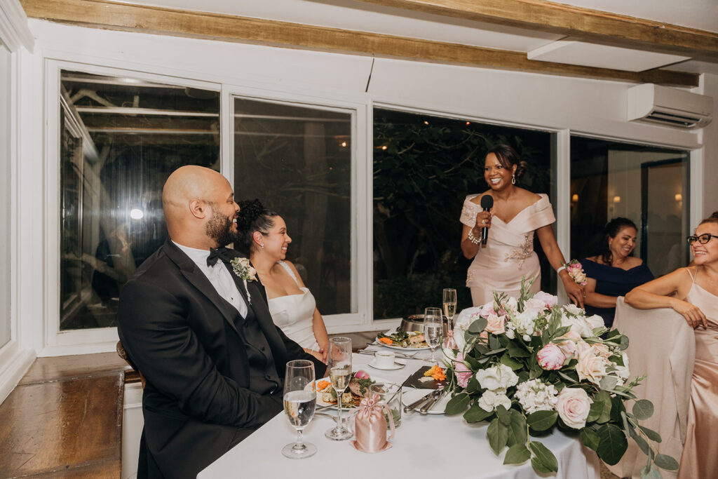 Mother of the Groom Speech Next to Sweetheart Table at La Venta Inn Wedding