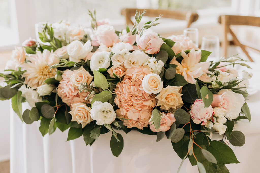 La Venta Inn Wedding Sweetheart Table With Romantic Florals