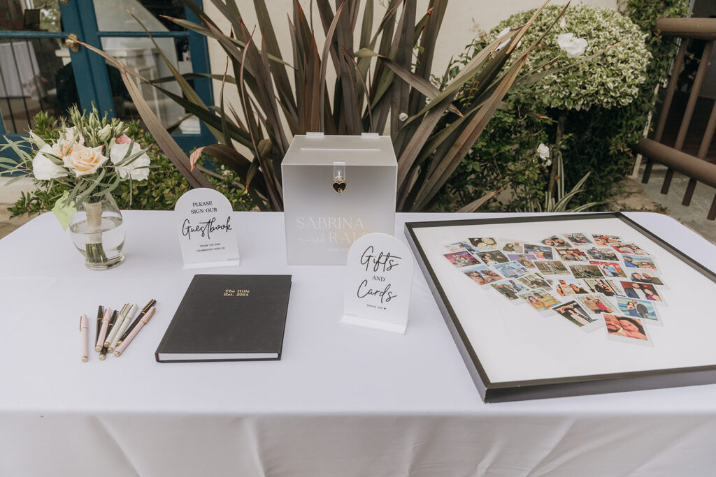 Welcome Table at La Venta Inn with Guest Book and Gift Box