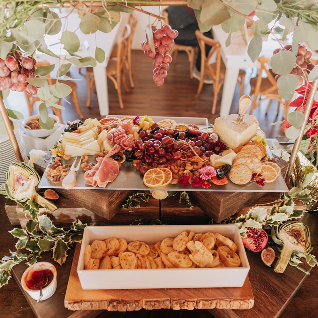 Holiday Cheese & Charcuterie Spread from the Made by Meg Catering Holiday Menu on display at La Venta Inn 